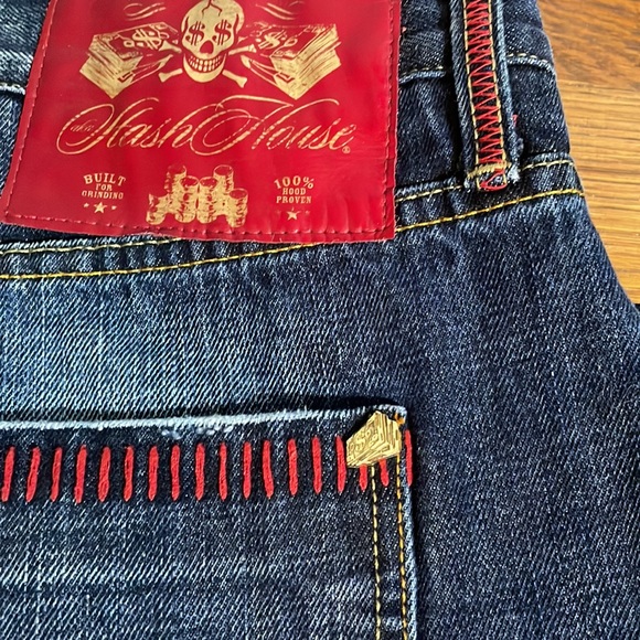 Stash House Denim Blue Jeans Baggy Pants Skulls Distressed - Picture 9 of 15